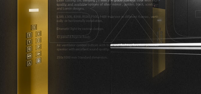 Media Elevator panel Cabin Operator Panel Model: BXG-B 250x1000 mm Standard dimension . Design by MEDIA co.